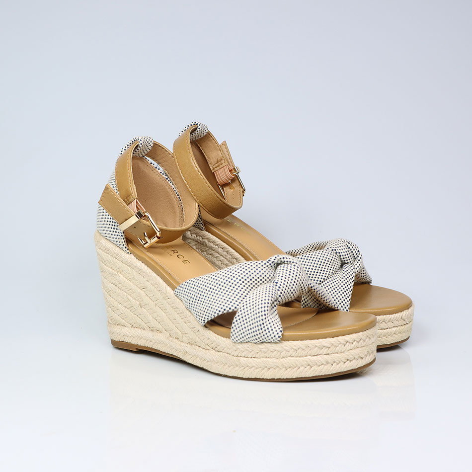 Sandálias de Senhora em tecido, cunha com 9,5 cm