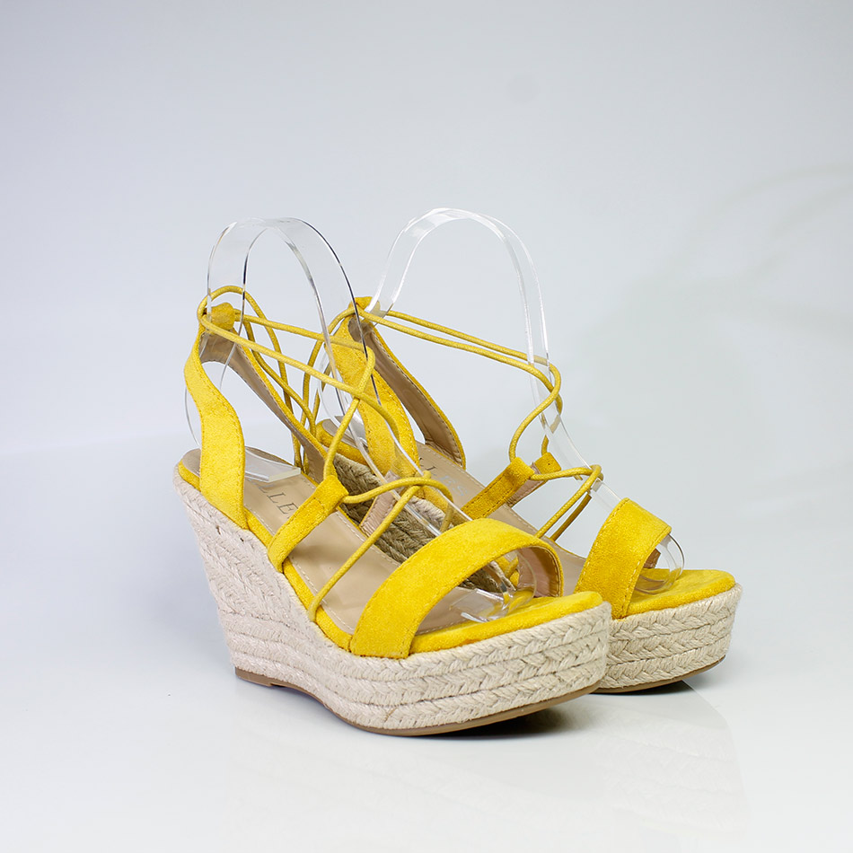 Sandálias de Senhora em camurça, cunha com 10 cm