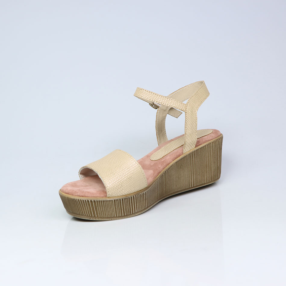 Sandálias de Senhora em pele, cunha com 6,5 cm