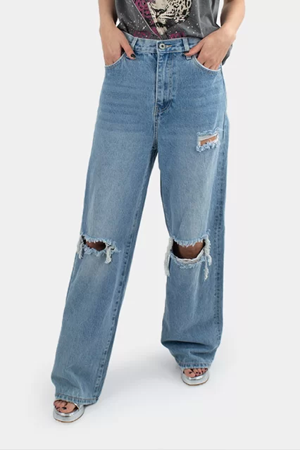 CALÇA DE GANGA COM ROTO - Brandsibuy
