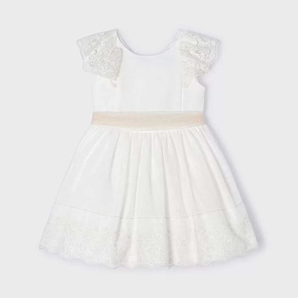 Vestido com laço linho menina - undefined