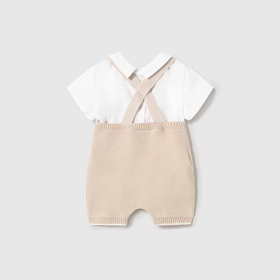Conjunto jardineira tricô e camisola recém nascido - undefined