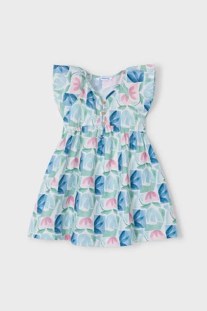 Vestido estampado flores geométricas menina - Armazéns Ronfe