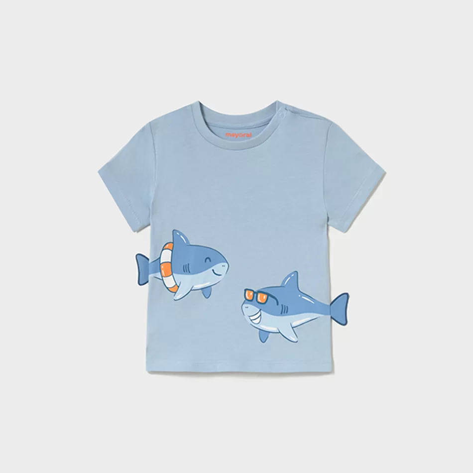 T-shirt interativa animais bebé - Azul claro - Armazéns Ronfe