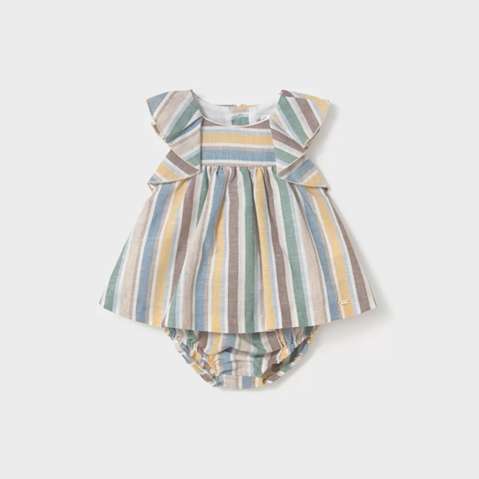 Vestido com tapa fralda linho recém nascido - undefined