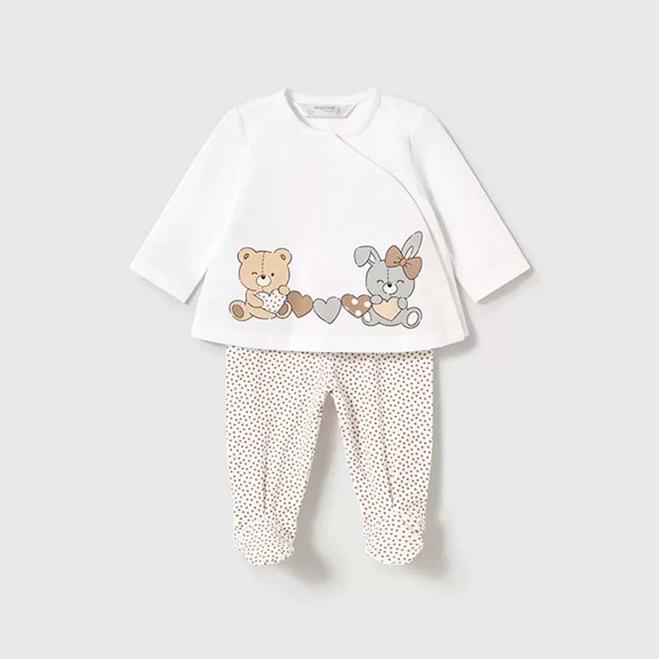 Conjunto calças com pés e camisola recém nascida - undefined