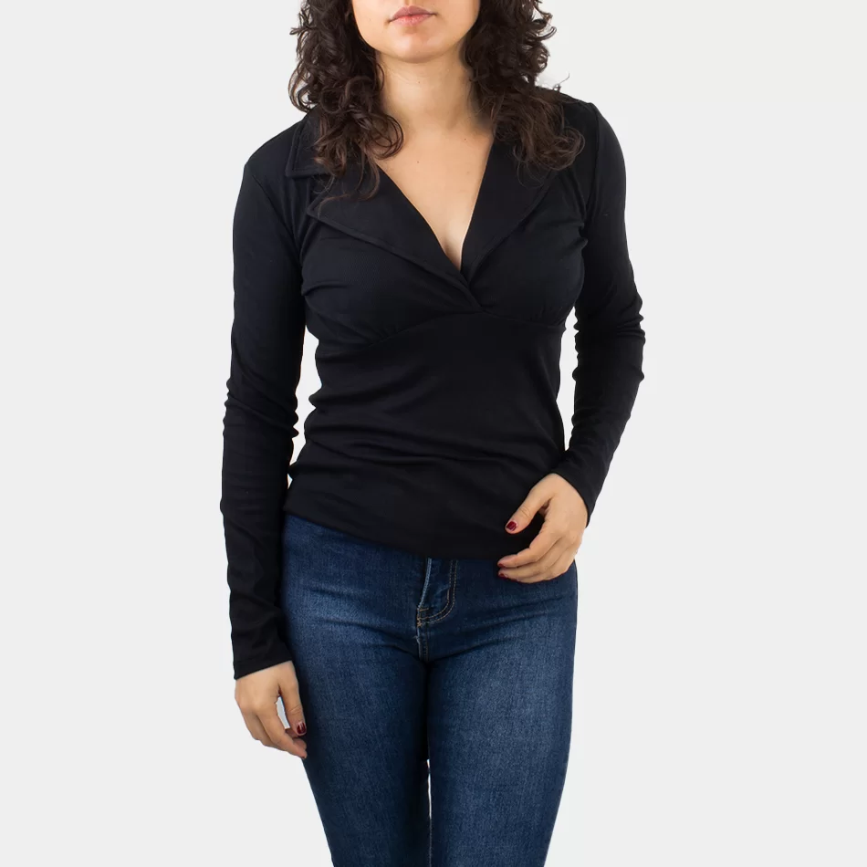 Camisola com Lapela - Preto - Armazéns Ronfe