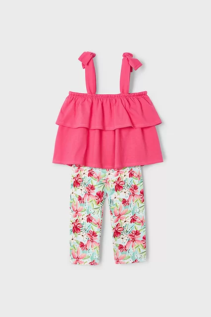 Conjunto leggings pirata e top folhos menina - Armazéns Ronfe