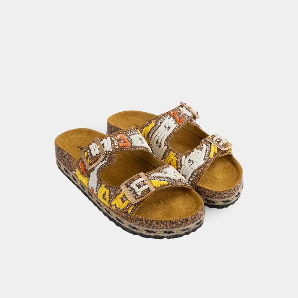 CHINELO DE MISSANGAS COM DUAS FIVELAS - Amarelo1 - Armazéns Ronfe