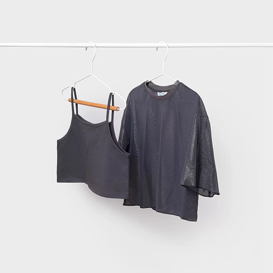 Conjunto tule com top rapariga - Cinzento escuro - Armazéns Ronfe