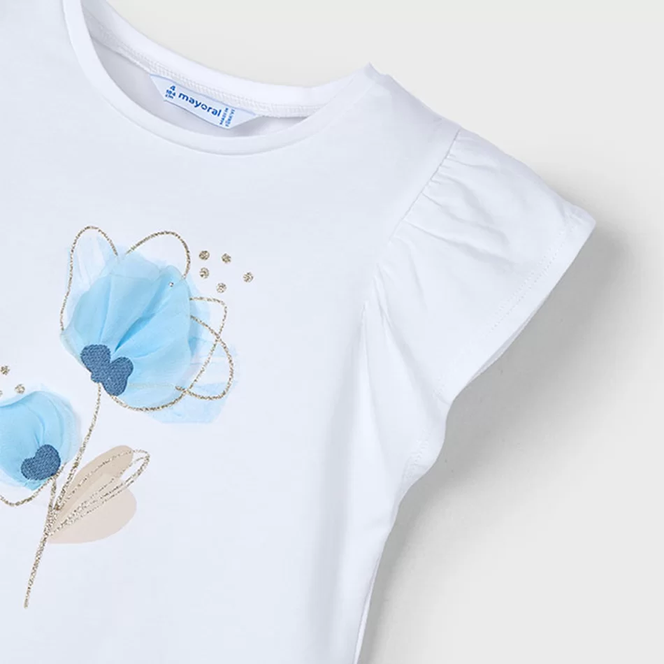 T-shirt flor relevo menina - undefined