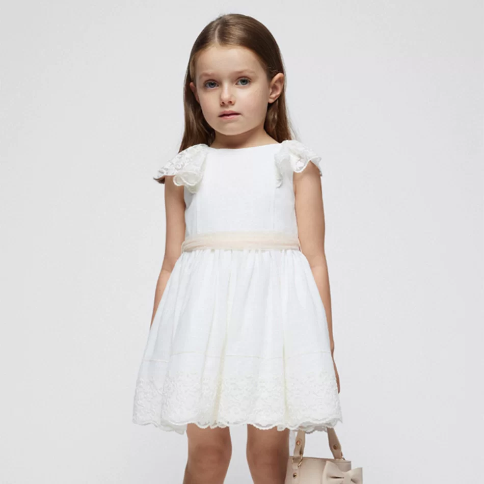 Vestido com laço linho menina - undefined
