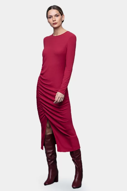 Vestido Midi Canelado - Brandsibuy