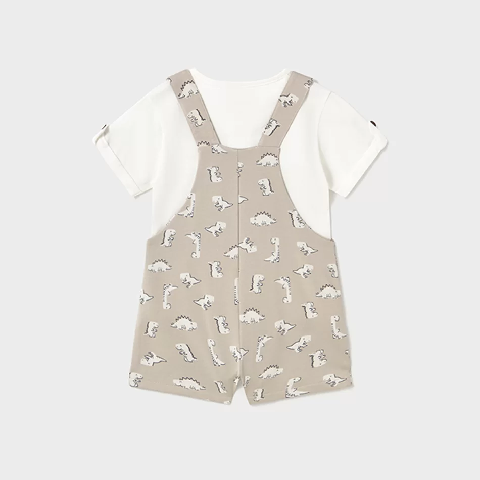 Conjunto jardineira estampada e t-shirt bebé - undefined