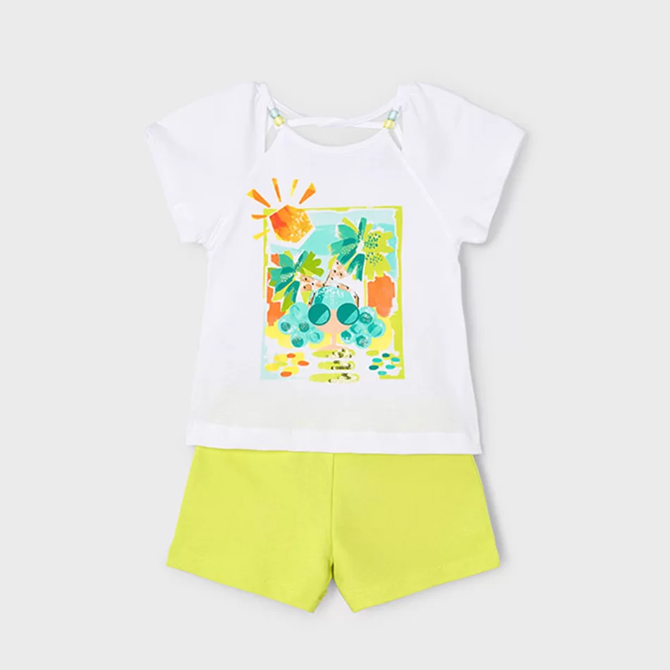 Conjunto calção e t-shirt menina - Verde Lima - Armazéns Ronfe