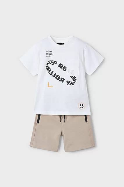 Conjunto bermuda e t-shirt texto menino - Armazéns Ronfe