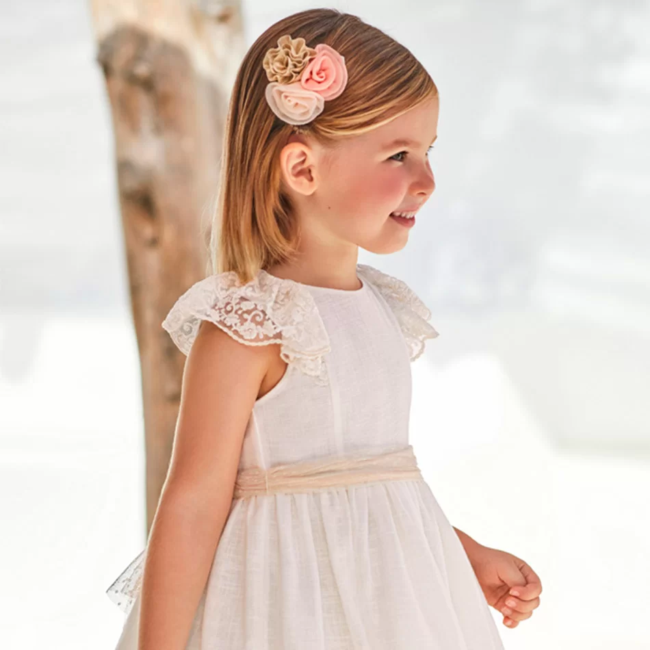 Vestido com laço linho menina - undefined