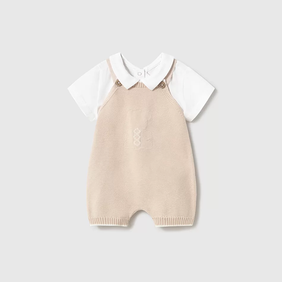 Conjunto jardineira tricô e camisola recém nascido - undefined