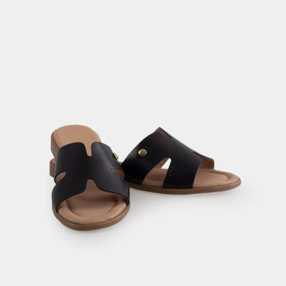 CHINELO RASO EM PELE - Preto - Armazéns Ronfe