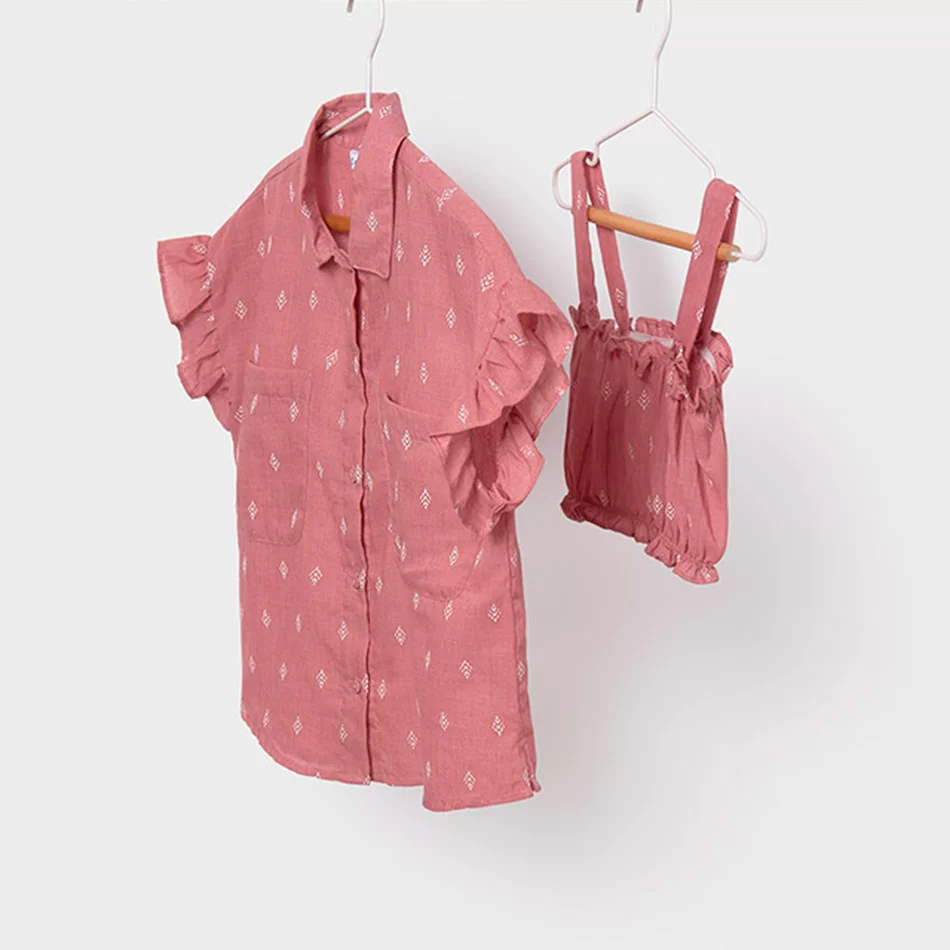 Blusa e top frazida rapariga - Rosa - Armazéns Ronfe