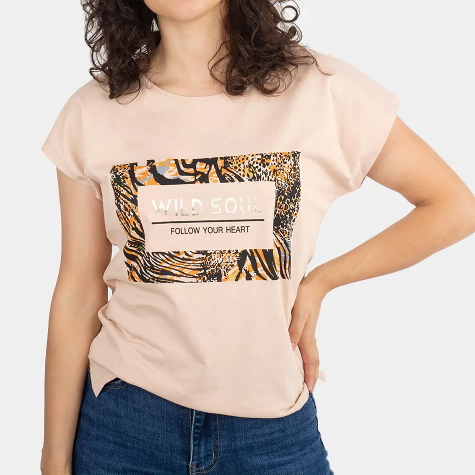 T-shirt Estampada - Bege1 - Armazéns Ronfe
