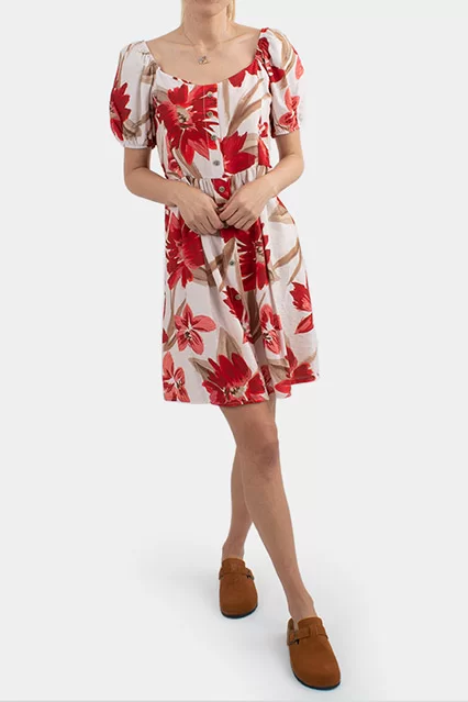 VESTIDO COM ESTAMPADO FLORAL - Brandsibuy